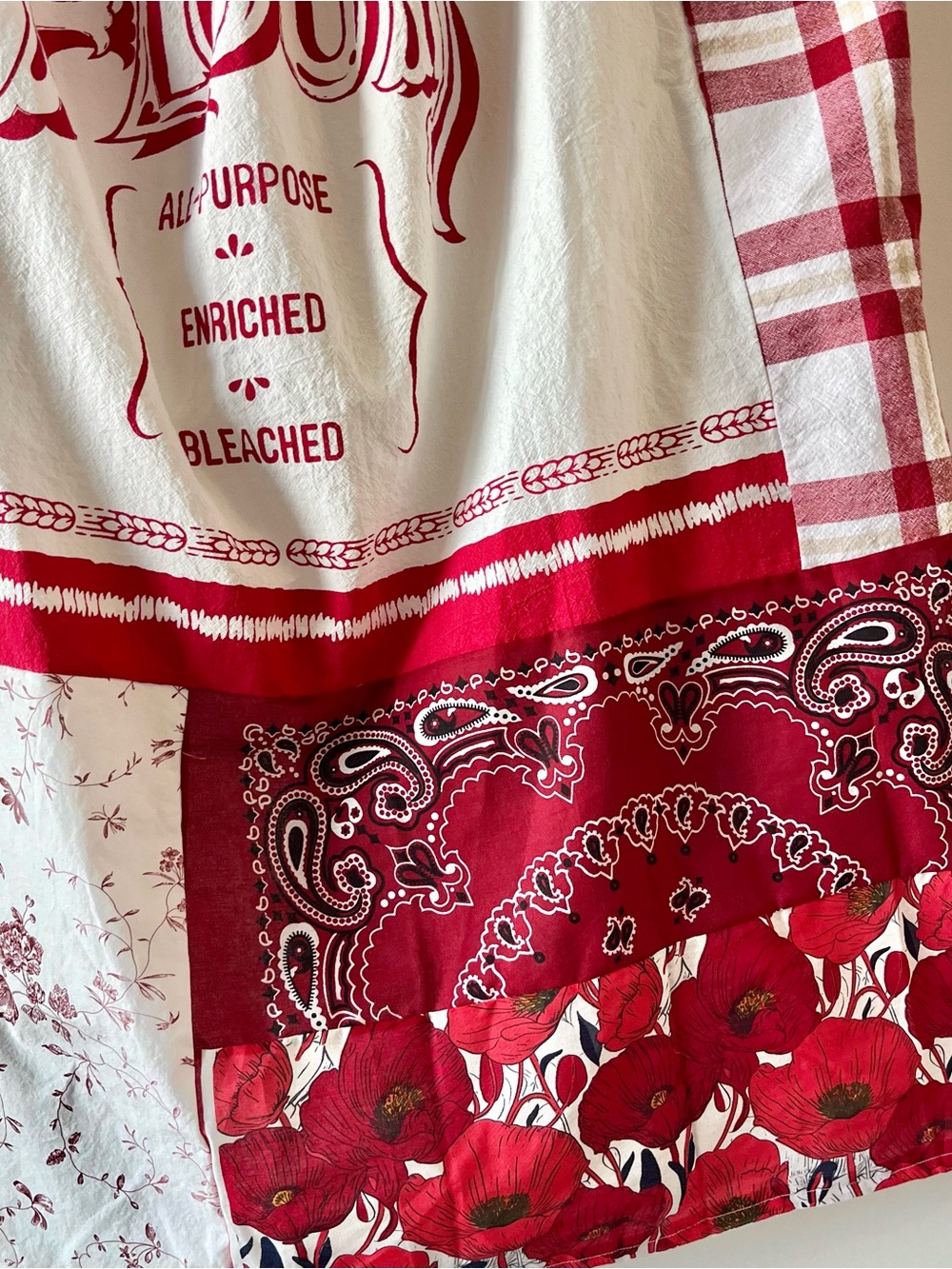 Handmade Quilted Flour Sack Patchwork Sundress with Shoulder Ties SKU 05037 - Picture 10 of 16